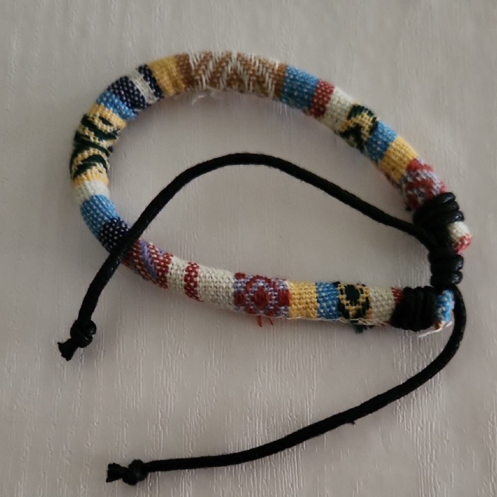 Colorful Bohemian Woven Bracelet with Adjustable Cord